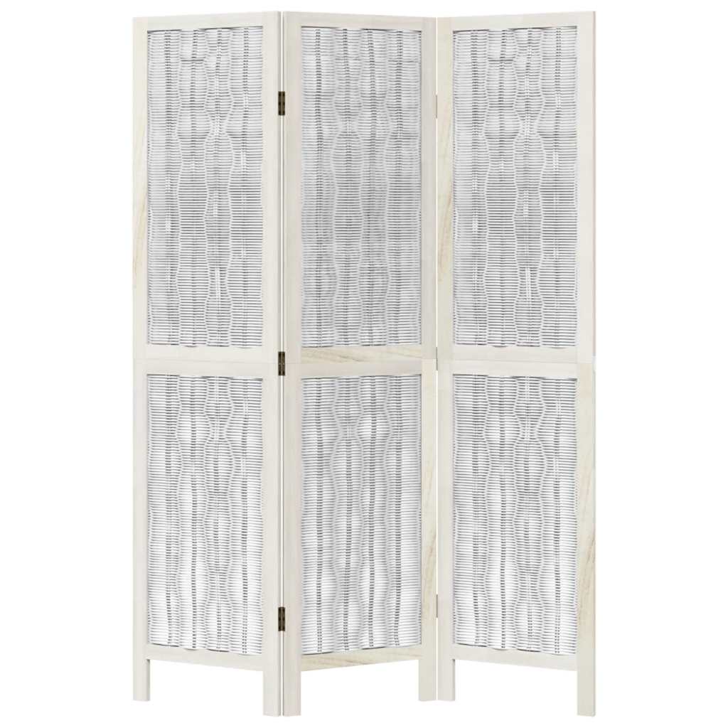 Room Divider 3 Panels White Solid Wood Paulownia